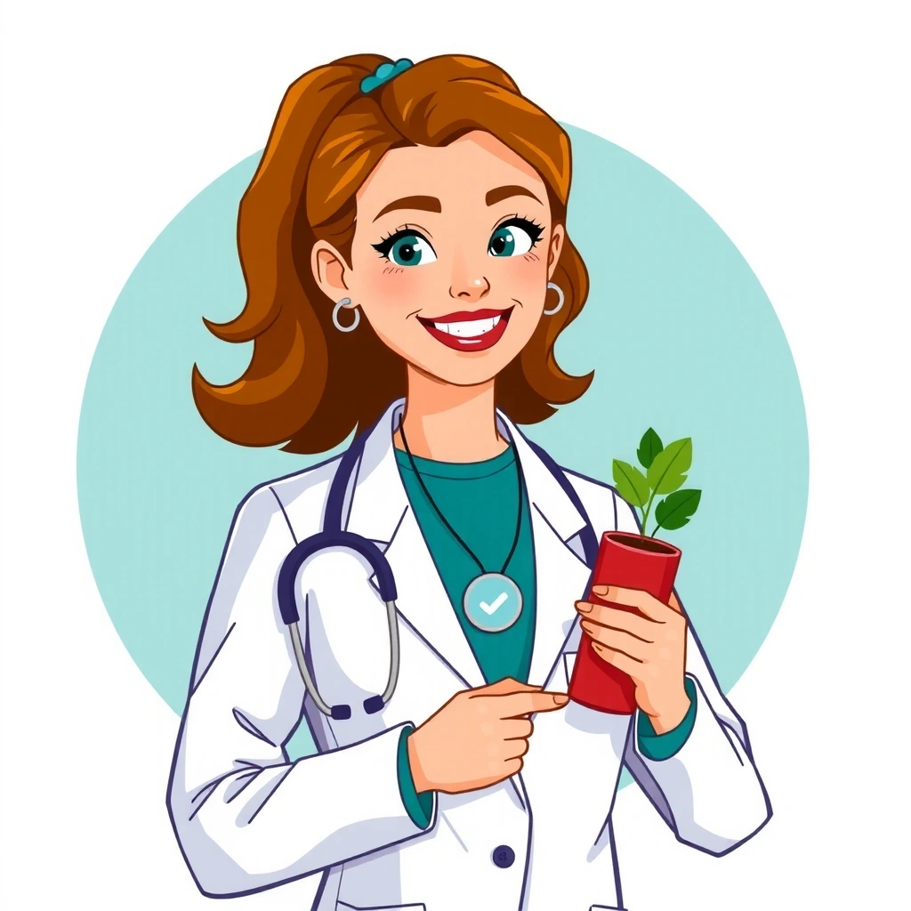 Ilustración de una dietista profesional con expresión amigable